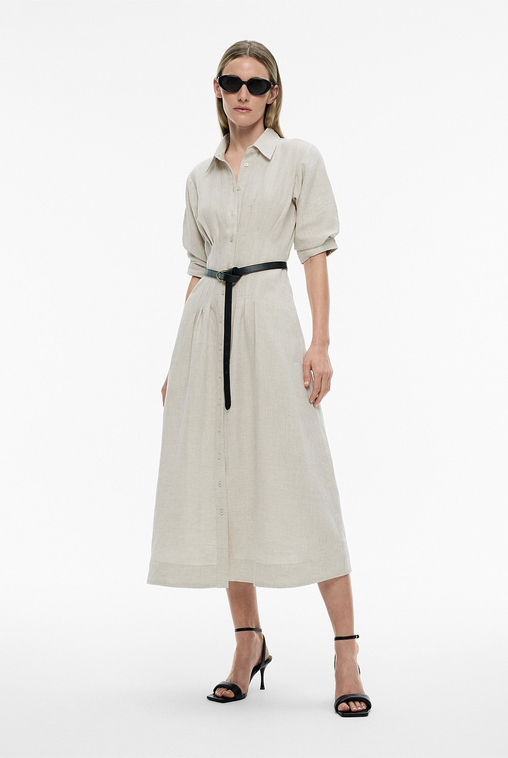 witchery linen shirt dress WITCHERY Witchery Utility Linen Mini Dress in Sandstone 10