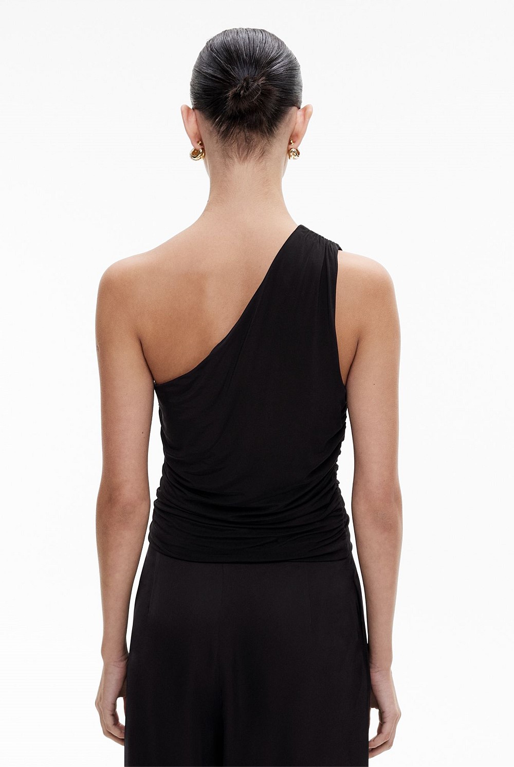 Black Asymmetric Drape Tank - Women's Evening Tops | Witchery