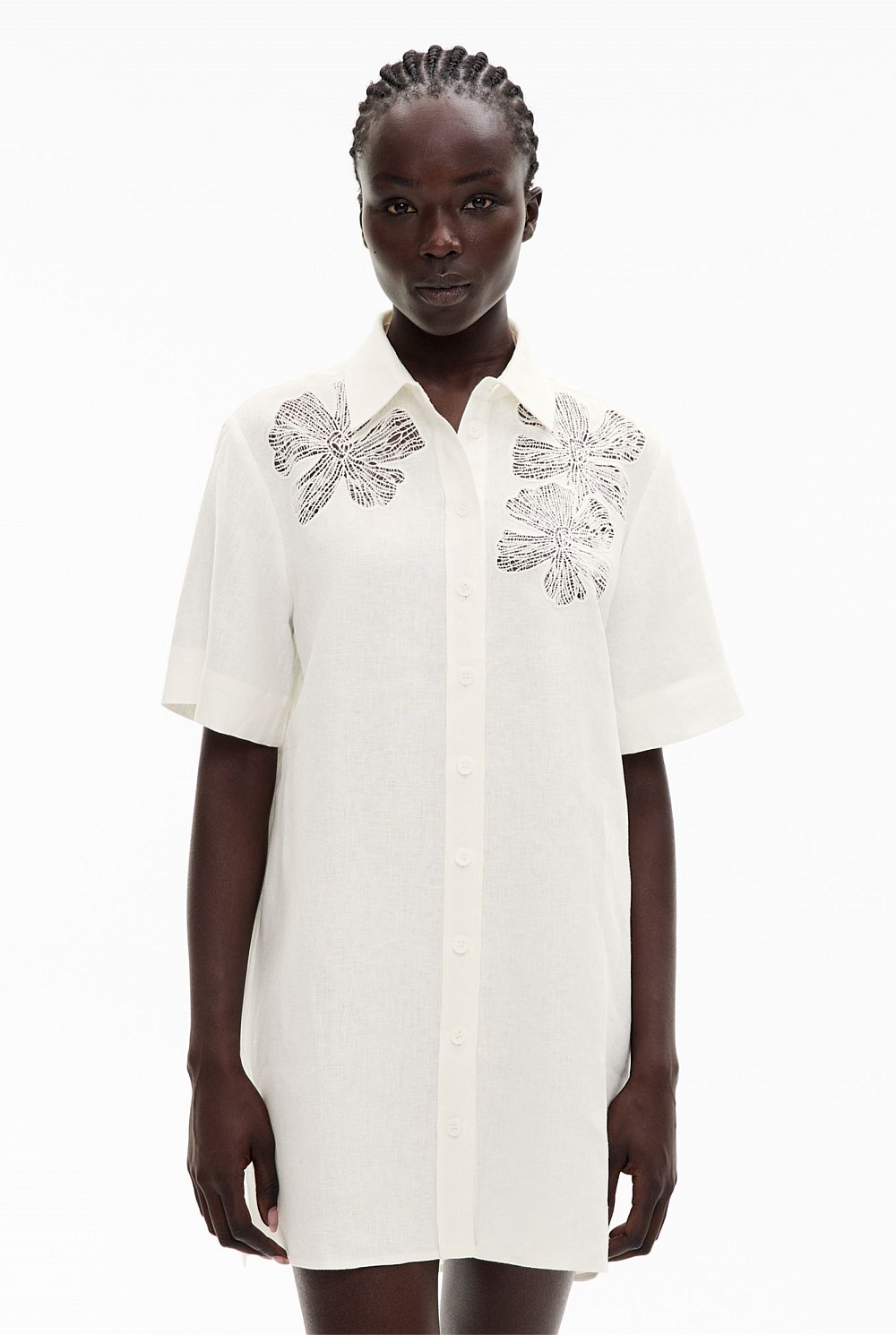 chinese dress ladies Women's Slice of Heaven Lace Shirt Dress in White