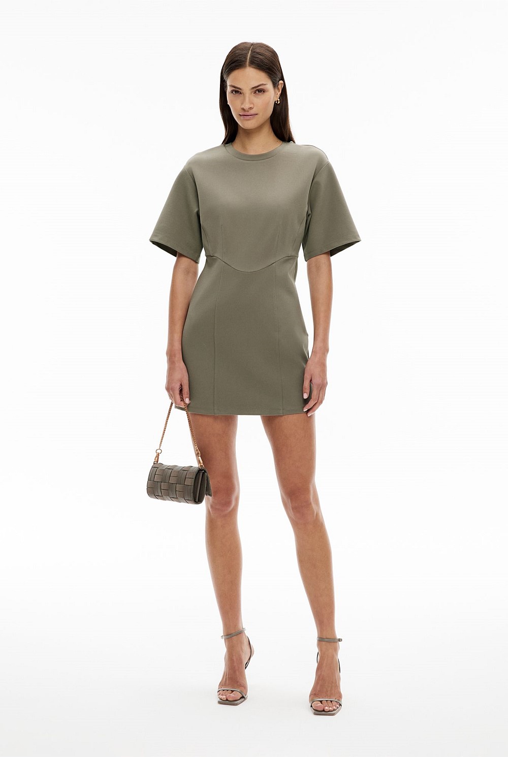Khaki Ponte Tee Dress - Women's Green Dresses | Witchery Khaki Ponte Tee Dress - Women's Green Dresses | Witchery