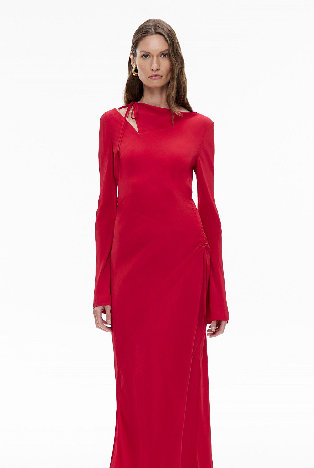 True Red Bias Panel Detail Dress - Women's Red Dresses | Witchery