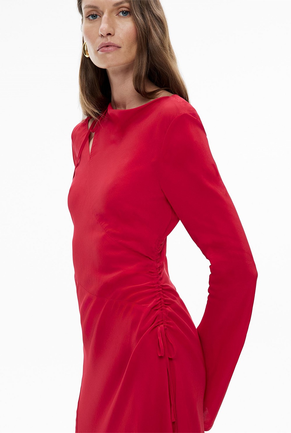 True Red Bias Panel Detail Dress - Women's Red Dresses | Witchery
