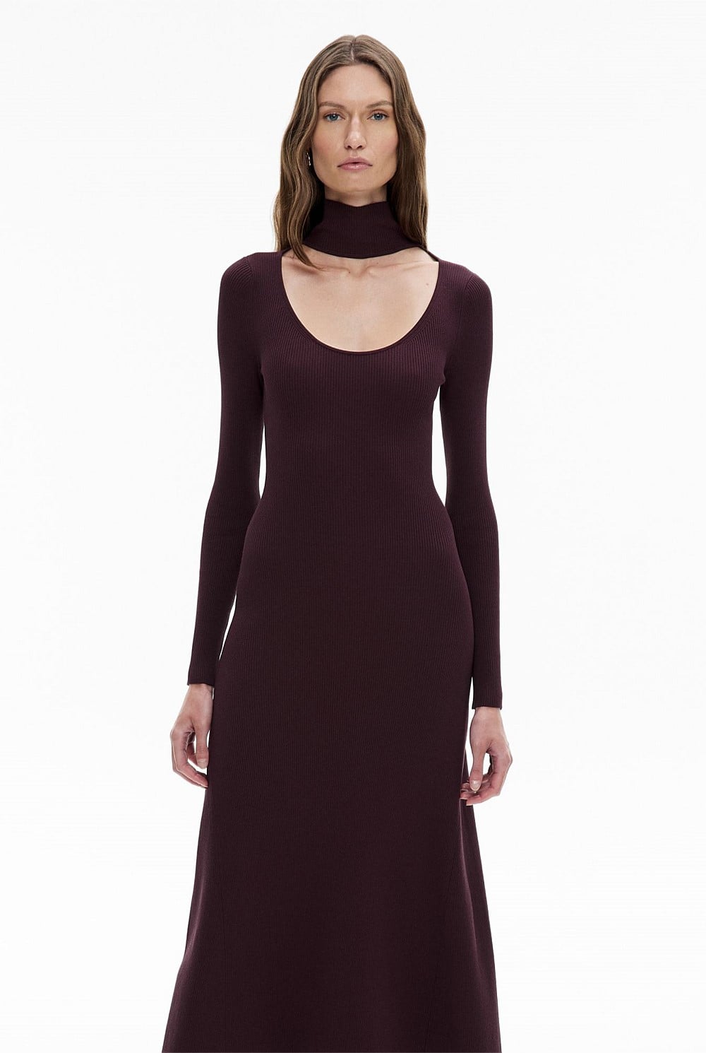 witchery knit dress Plum Hi Neck - Women's Knit Dresses Valentine_Day_Dress