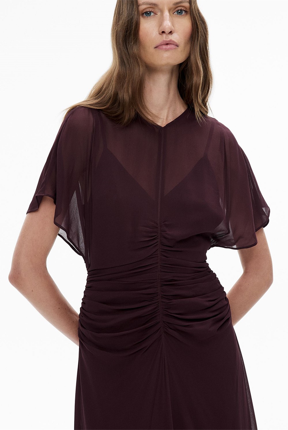 Plum Gathered Seam Dress - Women's A Line Dresses | Witchery