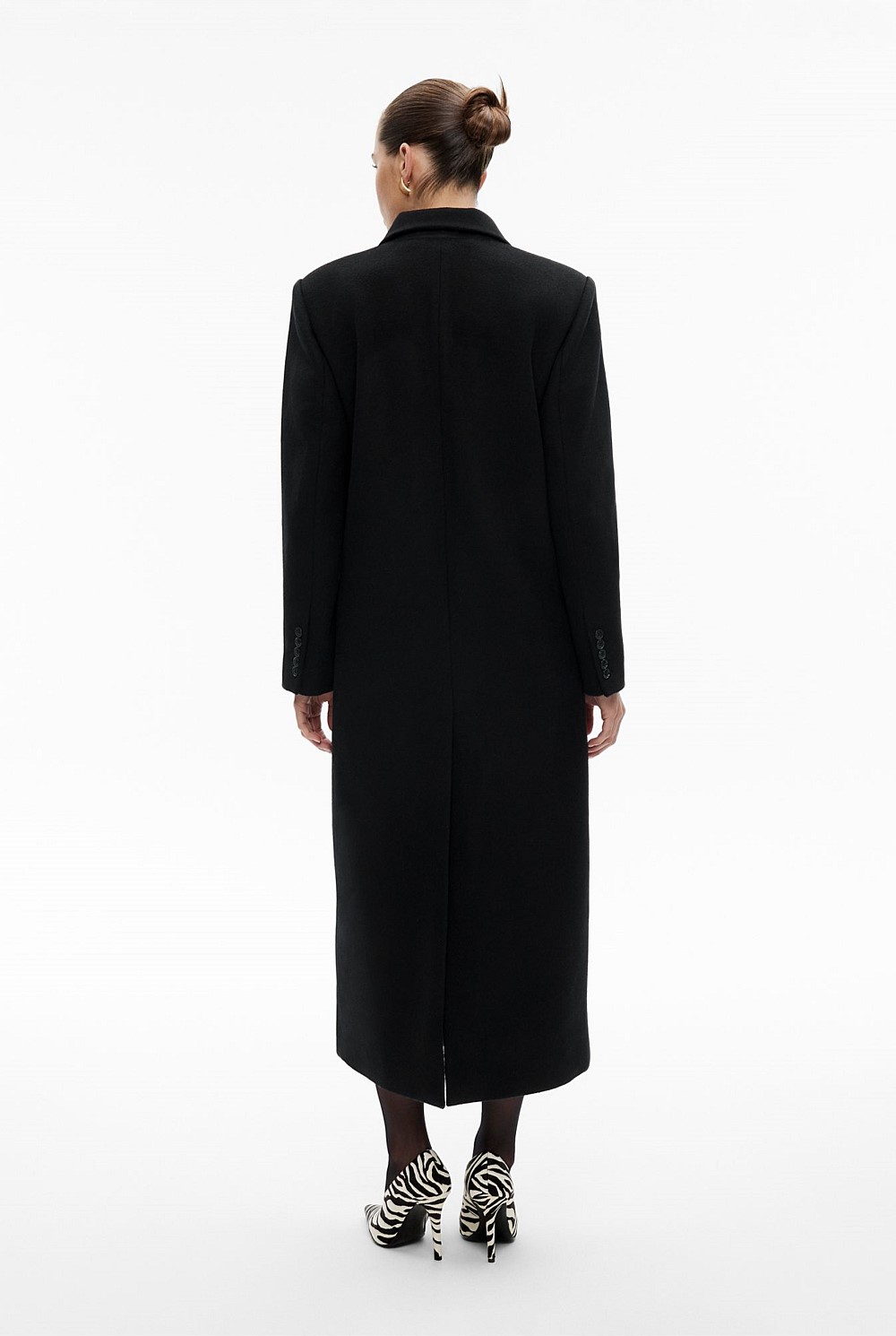 Black Maxi Double Coat - Women