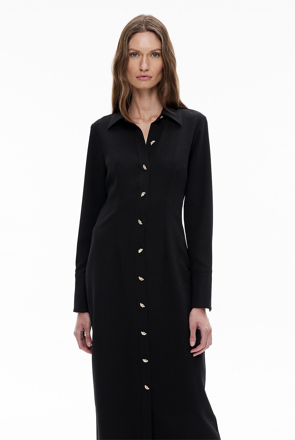 Long Sleeve Black Button Up Dress Womens Black Long Sleeve