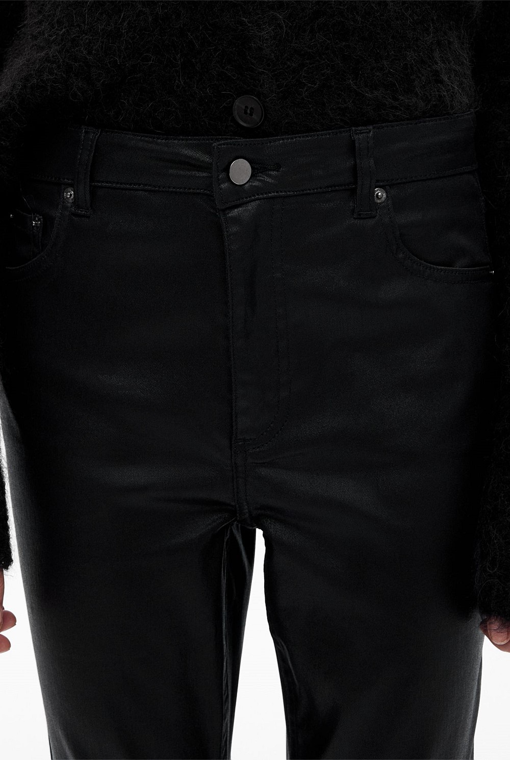 Black Skinny Coated Jeans - Women