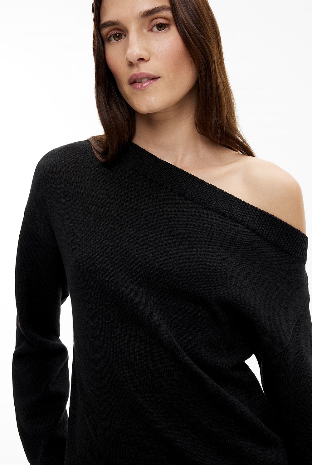 Black Asymmetric Slouch Knit - Women's Workwear Tops | Witchery