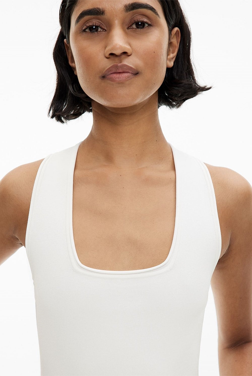 Fresh White Compact Square Neck Tank Top - Women's Sleeveless Tops