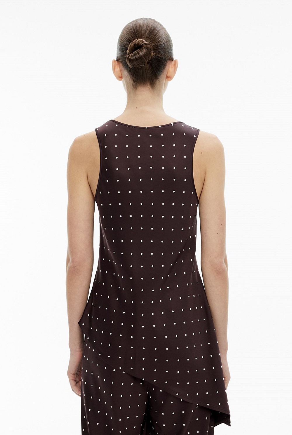 Espresso Spot Asymmetrical Scoop Tank Top - Women's Sleeveless