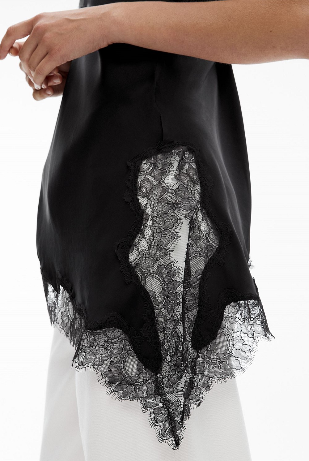 Black Asymmetrical Lace Camisole - Women's Camisoles | Witchery