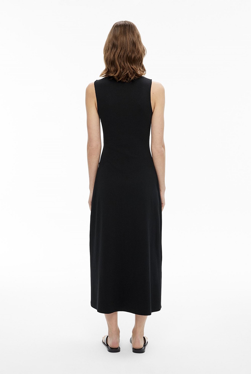 princess polly baby blue dress Black Trim Detail Rib Dress - Women's Midi Dresses