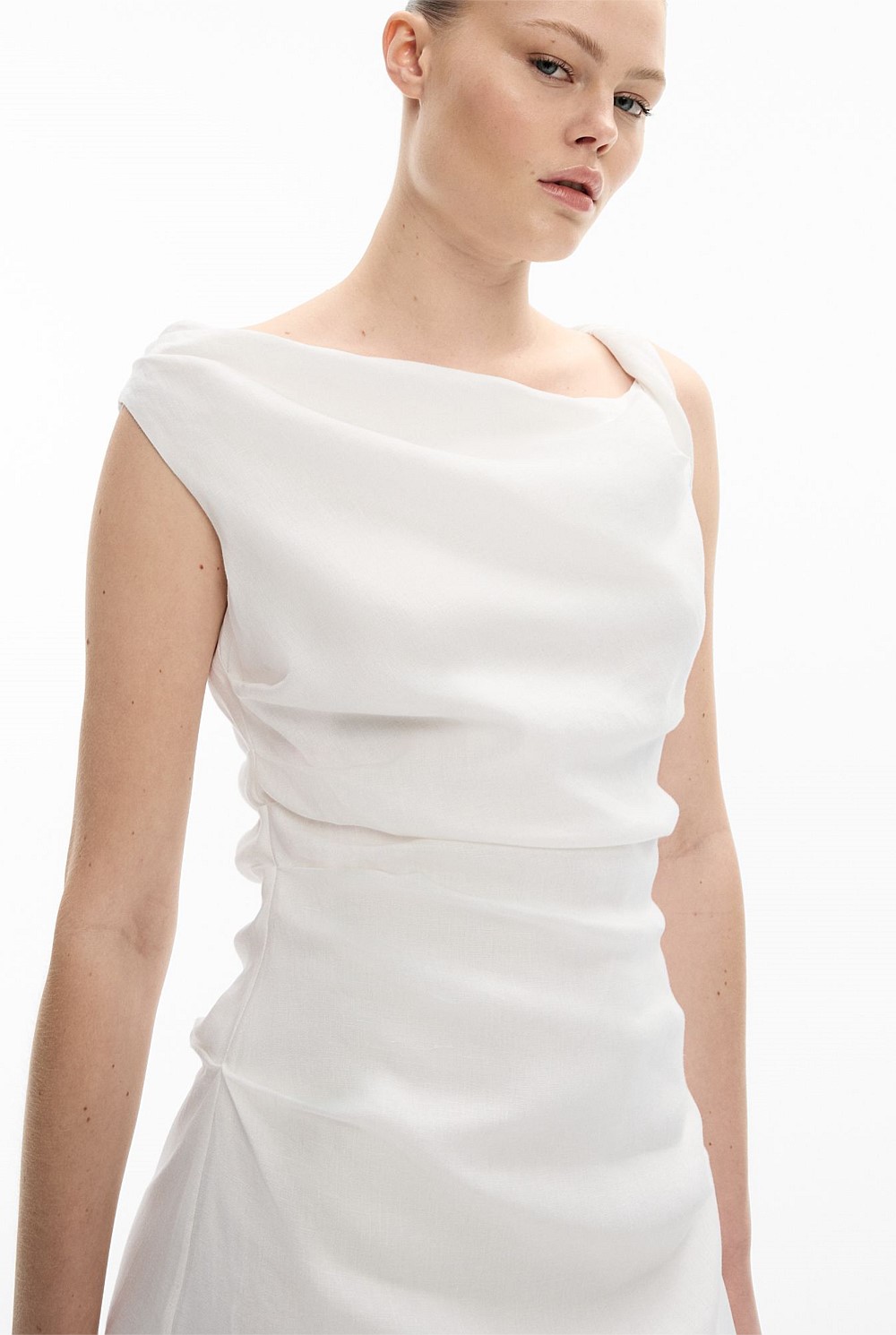 Fresh White Twist Asymmetric Mini Dress - Women's Evening & Cocktail Dresses