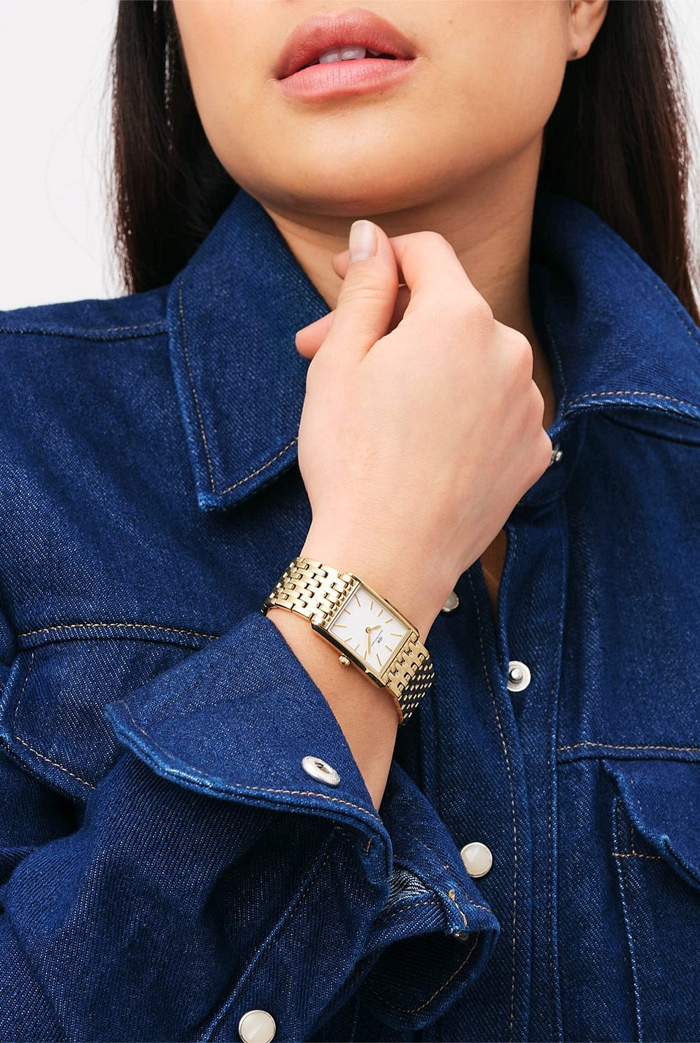 Gold Bound 32x22 9-link G White Watch - Women's Daniel Wellington