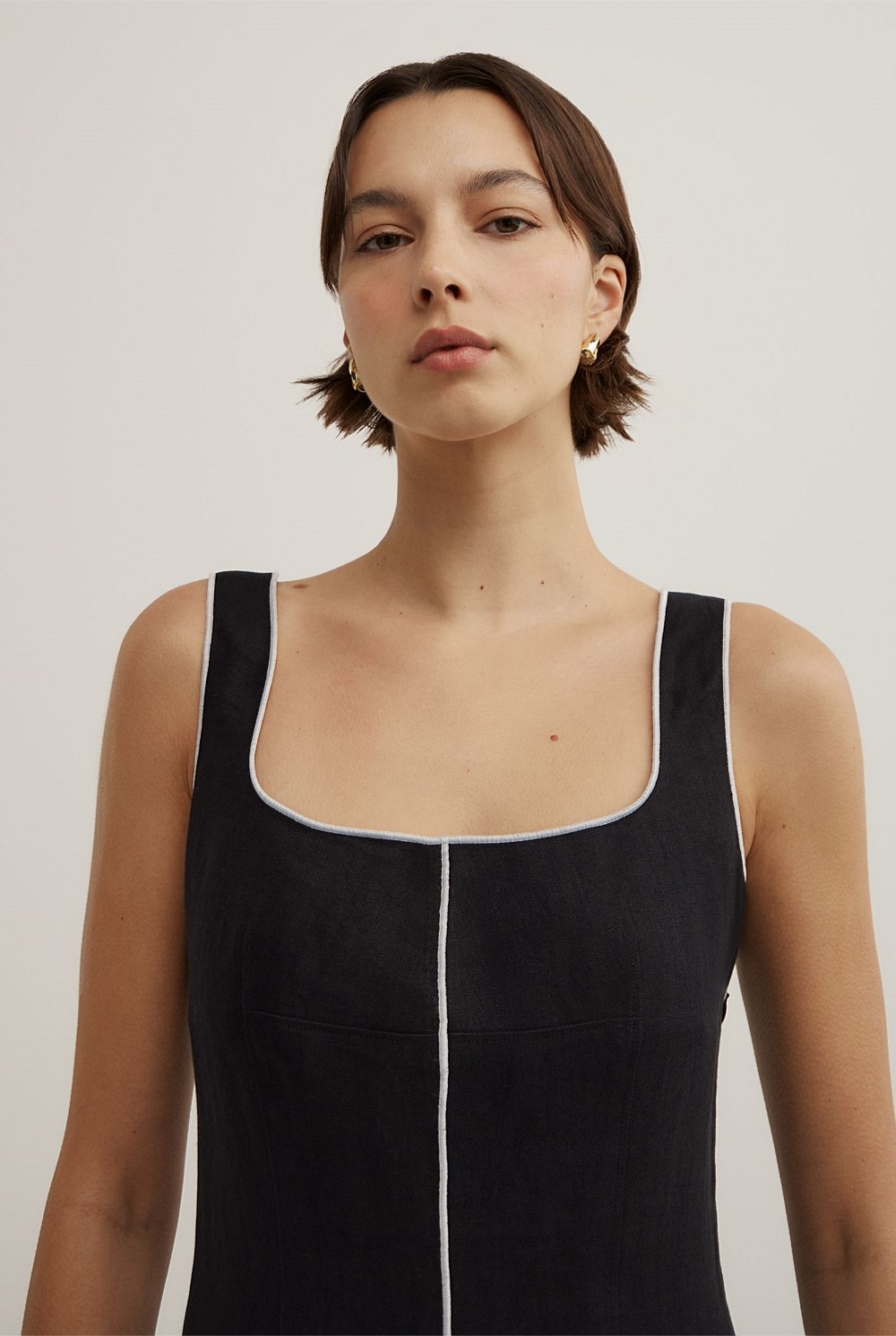 Black Contrast Stitch Dress - Women's Casual Dresses | Witchery Black Contrast Stitch Dress - Women's Casual Dresses | Witchery