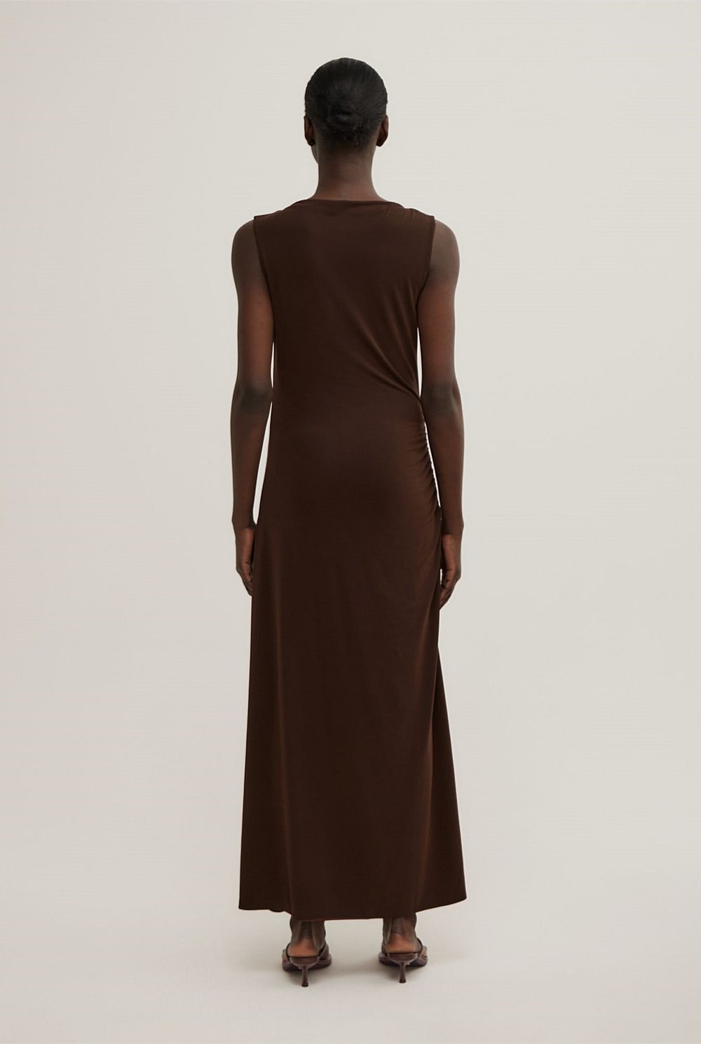 witchery brown dress Espresso Asymmetric Gather - Women's Evening & Cocktail Dresses stain repellent NWT Anthropologie Michael Stars Color:Burdeos