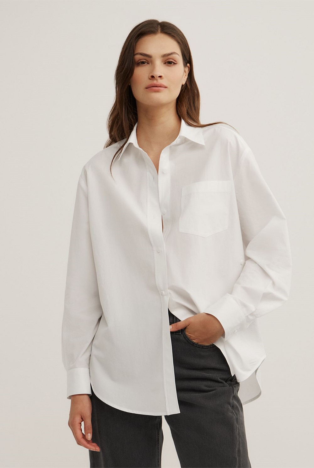 Fresh White Asymmetric Shirt - Women's Cotton Shirts | Witchery