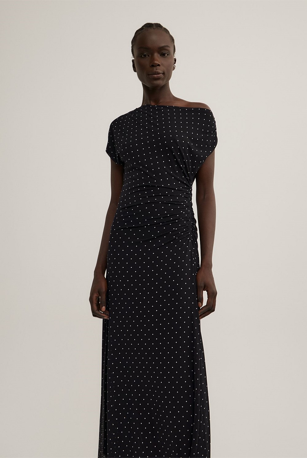 black dotty dress Black Polka Dot Tulle A-Line Midi Dress
