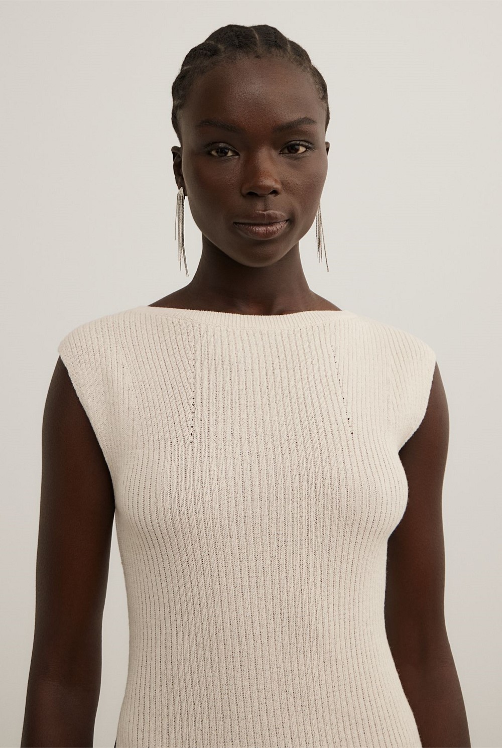 Vanilla Asymmetric Hem Knit Tank - Women's Short Sleeve Tops