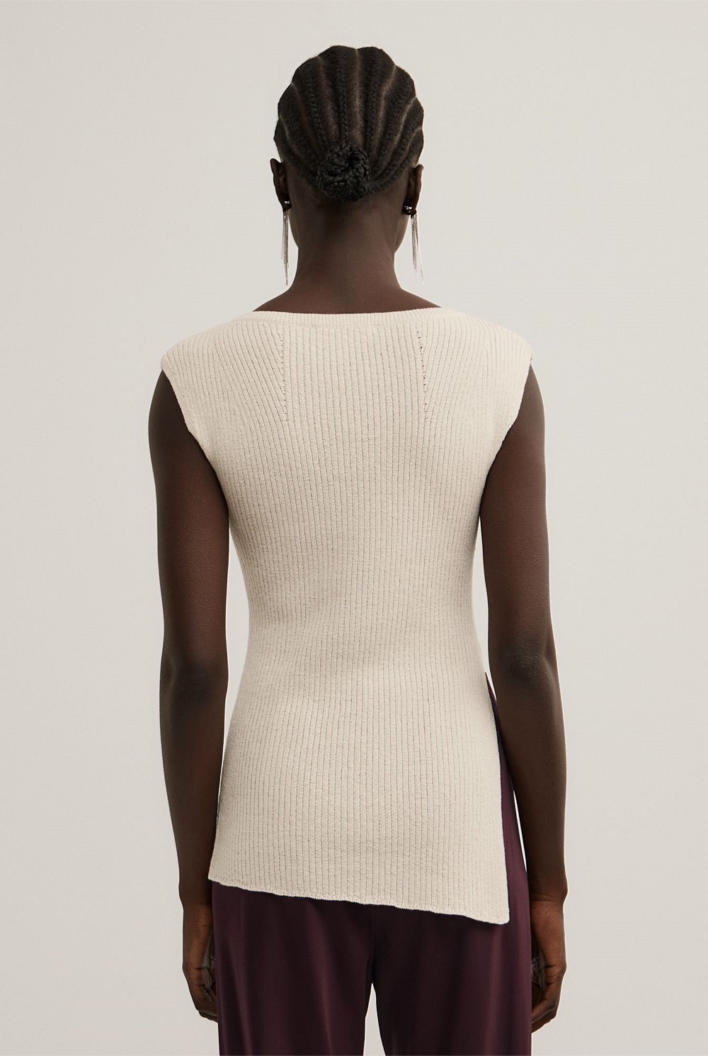Vanilla Asymmetric Hem Knit Tank - Women's Short Sleeve Tops