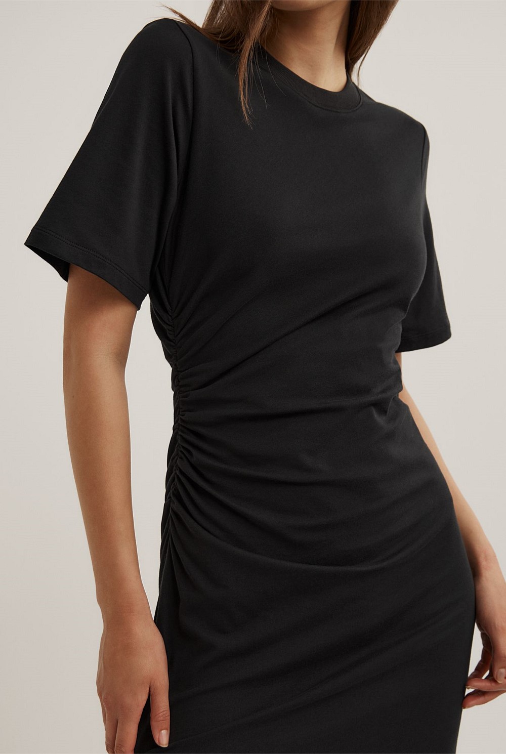 Black Gather T-Shirt Dress - Women's Black Dresses | Witchery