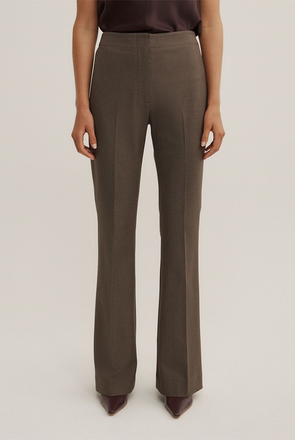 ゆきページjosemoon slim flare pants Houndstooth Slim Flare Pants - Women's Dress Pants | Witchery