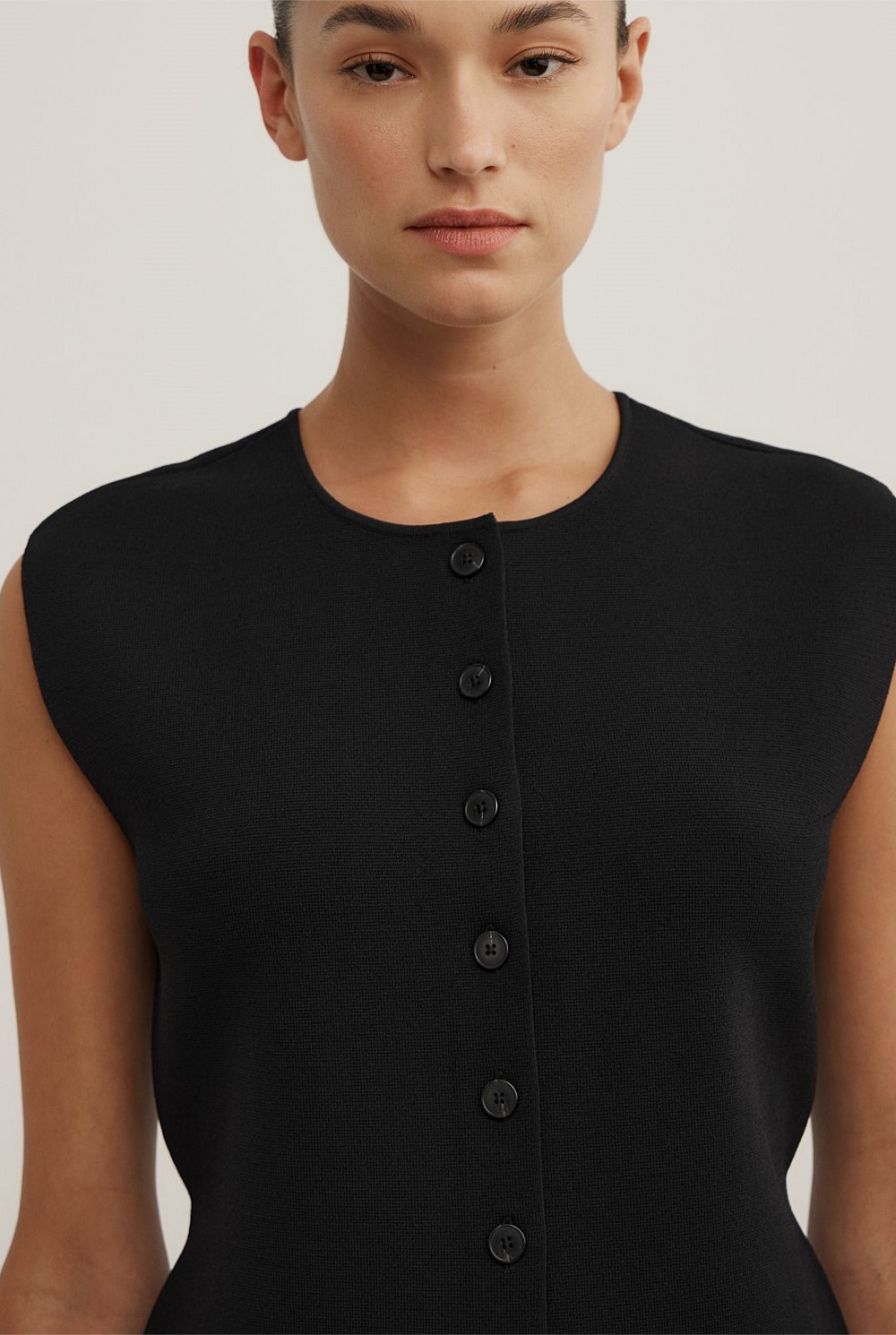 Black Compact Knit Vest - Women's Sleeveless Tops | Witchery
