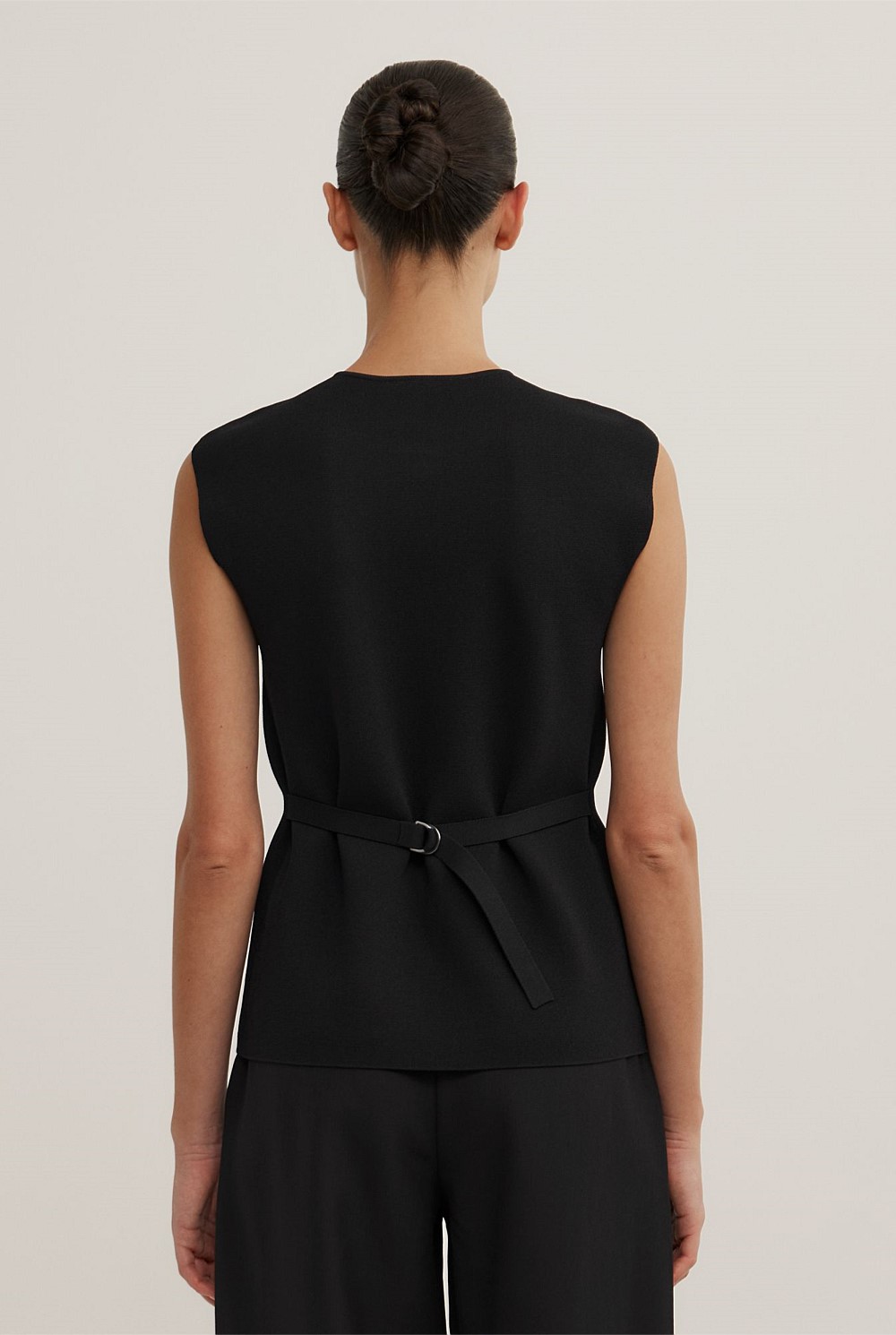 Black Compact Knit Vest - Women's Sleeveless Tops | Witchery