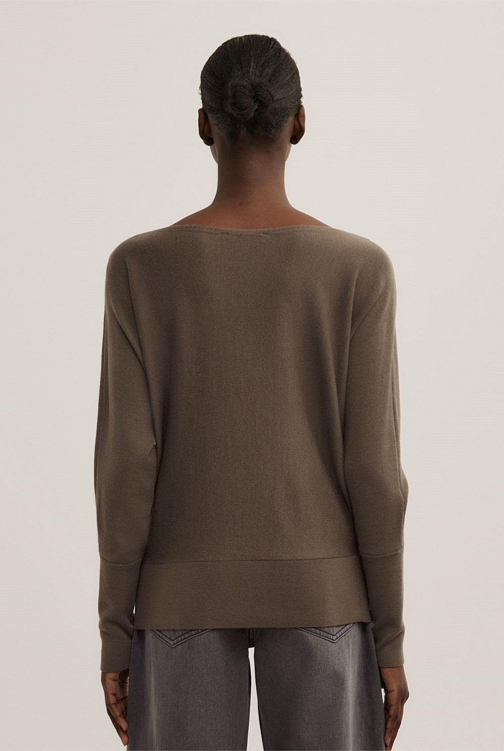 Deep Sage Merino Boat Neck Knit - Women's Workwear Tops | Witchery