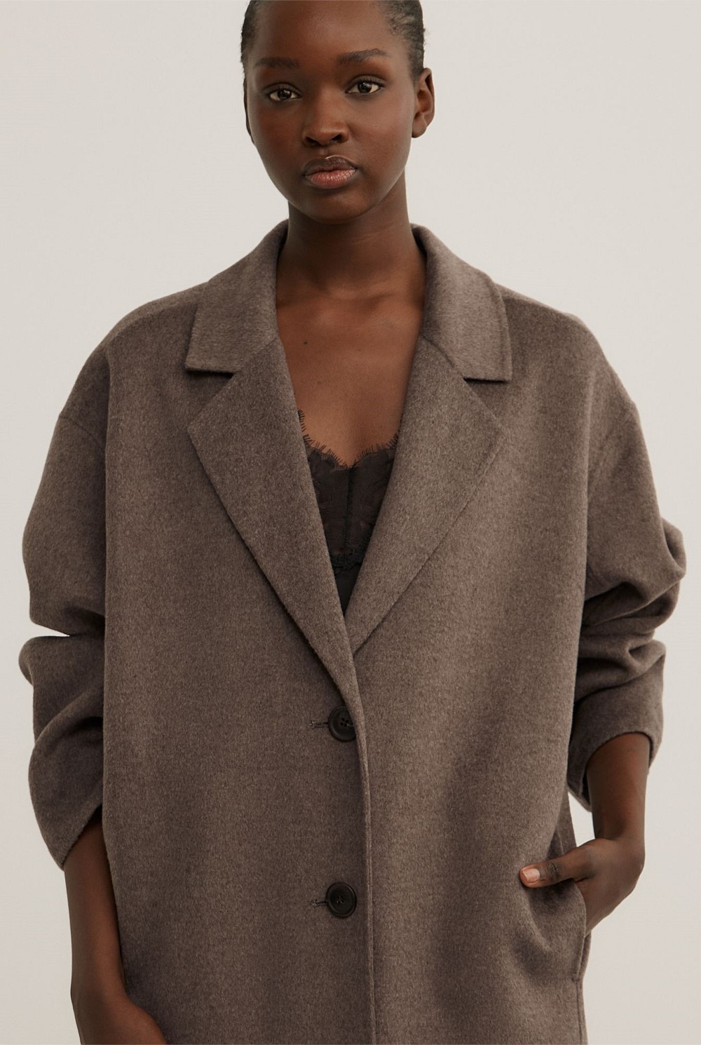 Chocolate Marle Cocoon Coat - Women's Jackets | Witchery