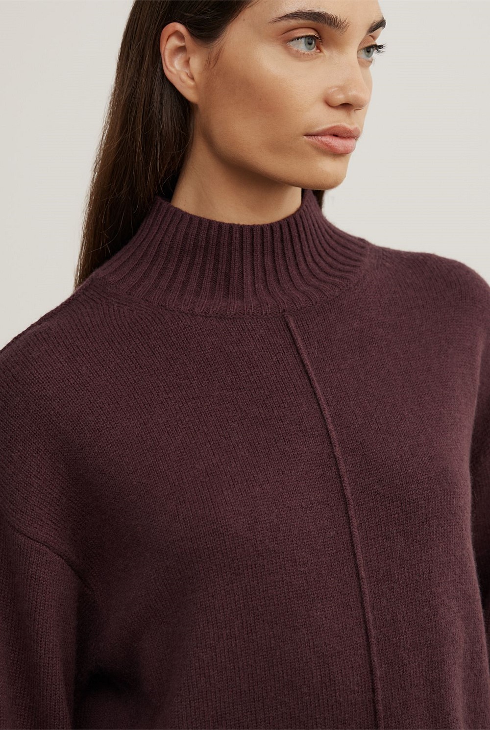 Aubergine High Neck Knit - Women's Sweaters | Witchery