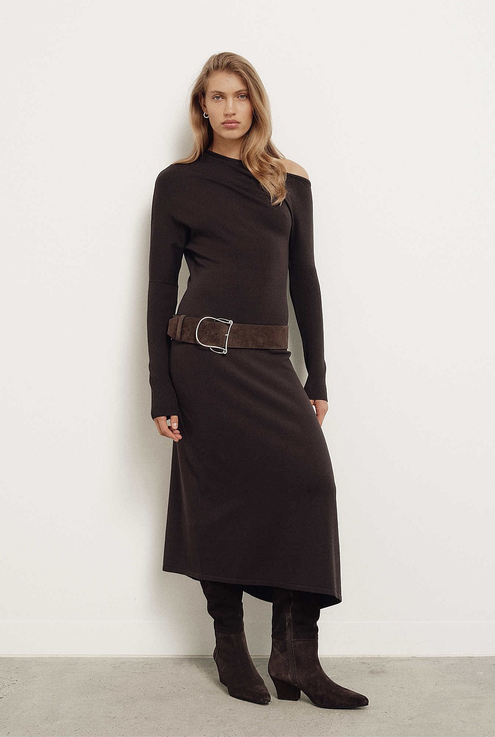 witchery knit dress Espresso Off Shoulder - Women's A Line Dresses Valentine_Day_Dress