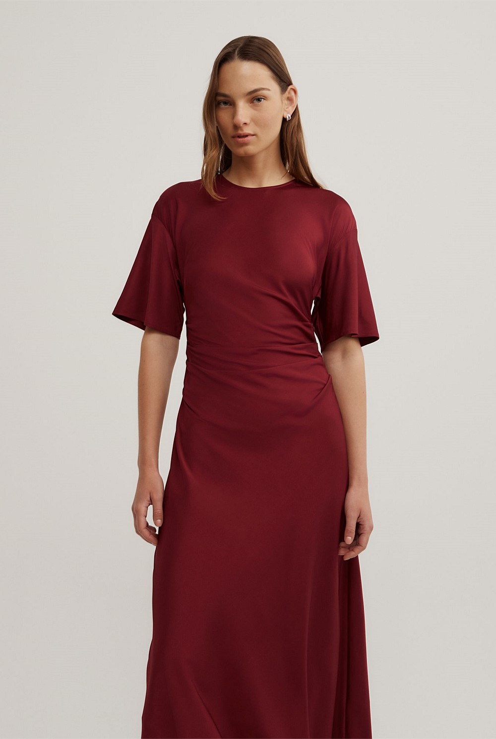 witchery burgundy dress Oxblood Tuck Waist Dress - Women's Red Dresses