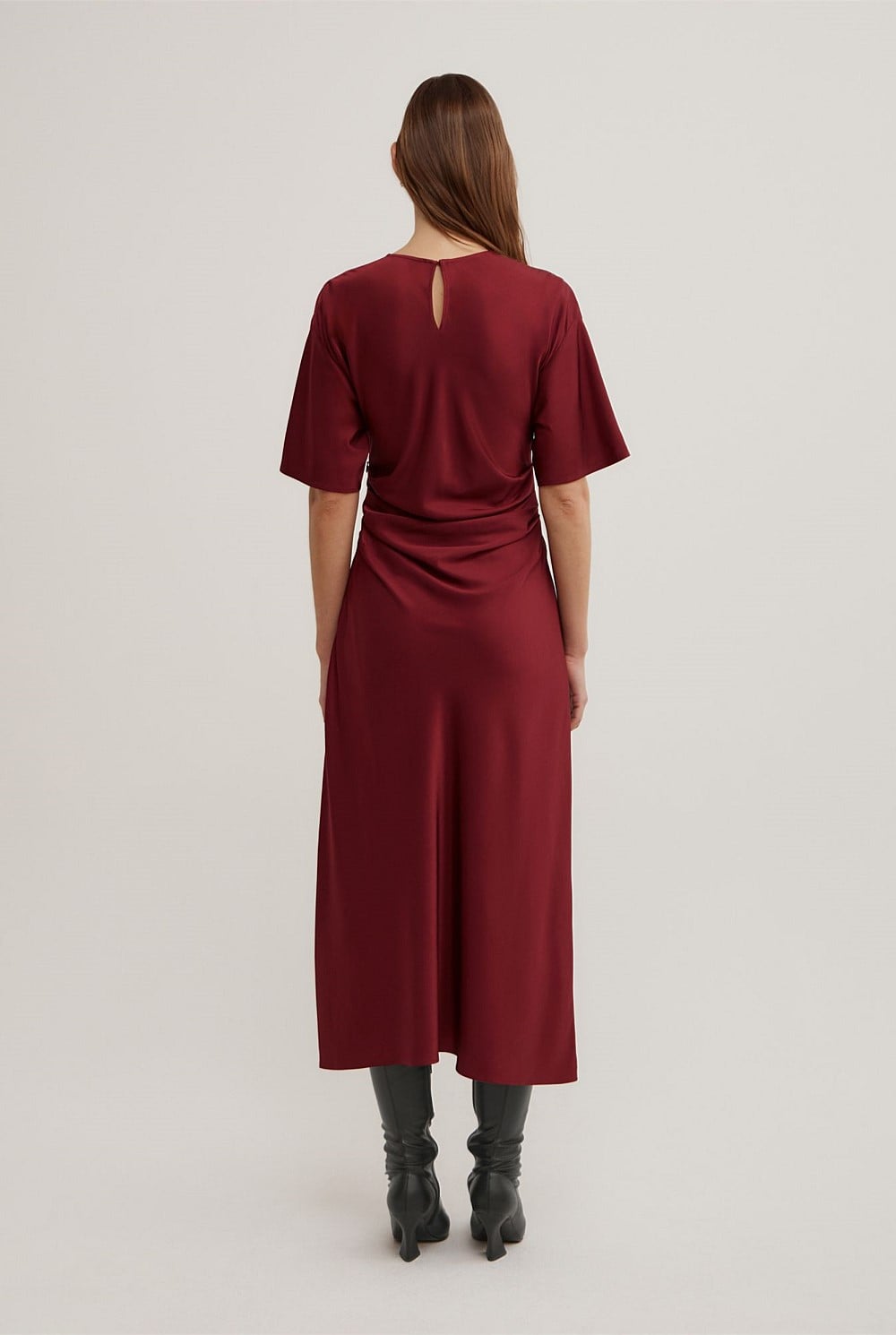 witchery burgundy dress Oxblood Tuck Waist - Women's Red Dresses Shoe Size:7