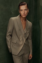 Women's double breasted sales linen blazer