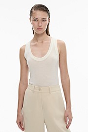 Witchery Cotton Rib Scoop Neck Tank In Pure White